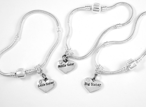 3 sisters bracelet set Baby sister 