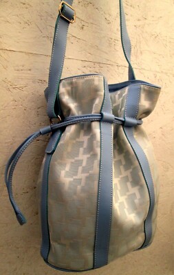 LANCEL Sac à main type seau toile et cuir Authentique vintage