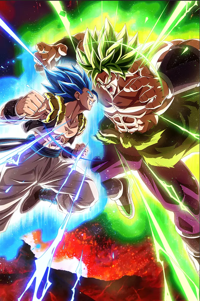 Dragon Ball Poster Gogeta Blue vs Full power Broly 12in x18in Free Shipping