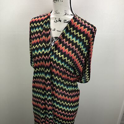 FOREVER 21 Open Style Short Sleeve Black Print Kimono Top - Main Image