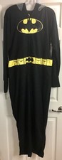 DC Comics BATMAN Sz M Black Soft Full Length w Mask  Cape Bodysuit COSTUME