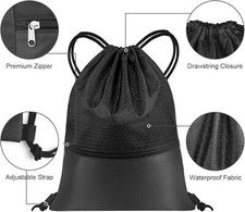 Flintronic Drawstring Gym Bags, Waterproof Swimming Bag Sport Gym Sack, Large PE