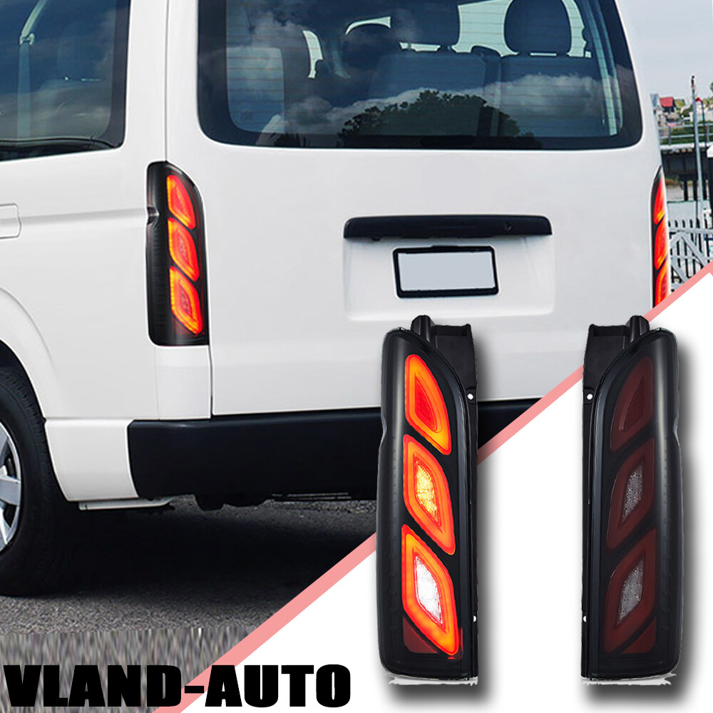LED Tail Lights Smoked Lens Fit 2005-2018 Toyota Hiace Upgrade Startup Animation