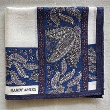 VTG Handkerchief Fabric Woven Ogee Border Striped Paisley Floral Pocket Square