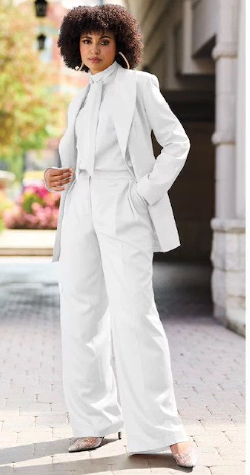 chinese dress ladies White Crystal Blazer & Pants Set