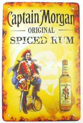 CAPTAIN MORGAN ORIGINAL SPICED RUM METALLPLAKETTE SCHILD BAR MANN HÖHLE GARAGE 20 x 30