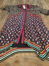 Alice And Olivia Connor Handkerchief Hem Shirtdress In Deco Multi Size S $395