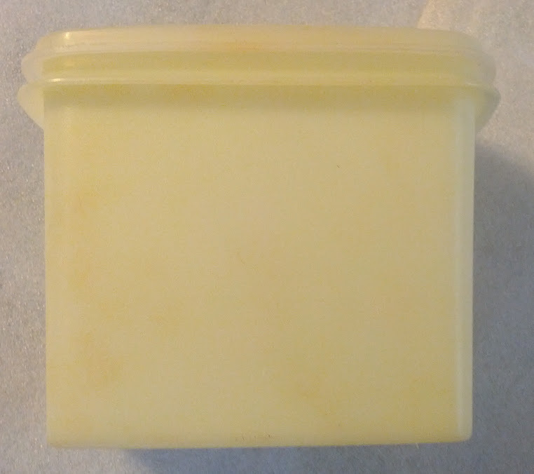 Vintage Tupperware # 1243 Yellow Shelf Saver Storage Container with Lid # 1244