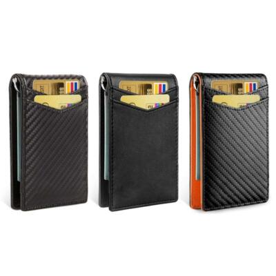 Slim Wallet Men Card Holder Smart RFID Blocking Bifold Money Clip Bag Male Purse