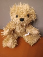 VTG SMALL FURRY JOINTED GOLD TONE TEDDY BEAR PLUSH TOY 8" B7 