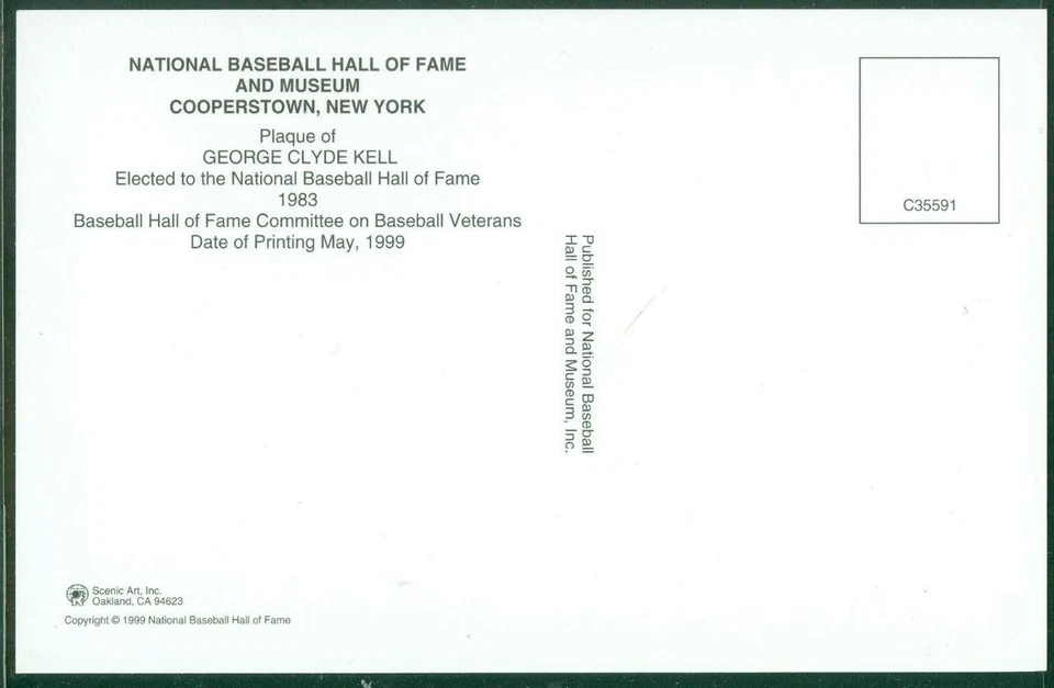 055, Original Autograph of George Kell (3), HOF Plaque Postcard, Detroit Tigers - Image 2 of 3