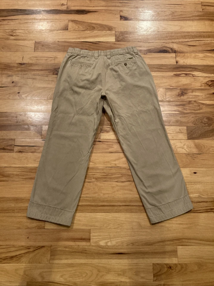 Pantalones informales planos de algodón beige Mountain Khakis MK para hombre ETIQUETA 36 talla 33 x 28 Foto 4 de 4