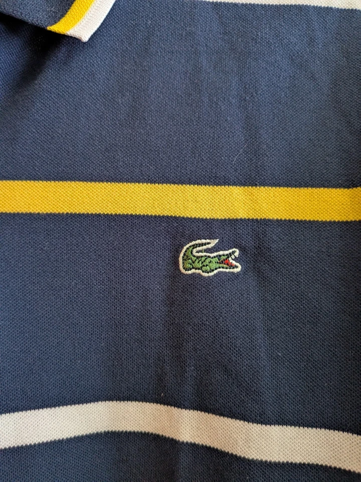 Lacoste Polo Shirt Youth Size 7 Boys 14-16 Navy Blue Striped - Image 2 of 4