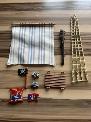 Playmobil, Piratenboot Konvolut , Ersatzteile,Wante,Klüverbaum,Piratensegel  .