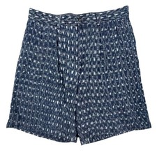 Vintage Polo Ralph Lauren Shorts Mens 32 Navy Blue Geometric Double Pleated USA