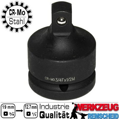 Kraft Impakt Stecknuss Adapter Schlagschrauber Reduzierung 3/4'' auf 1/2'' Ratsche