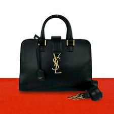 Borsa a tracolla SAINT LAURENT PARIS Kabas YSL logo metallo pelle nera 948-2