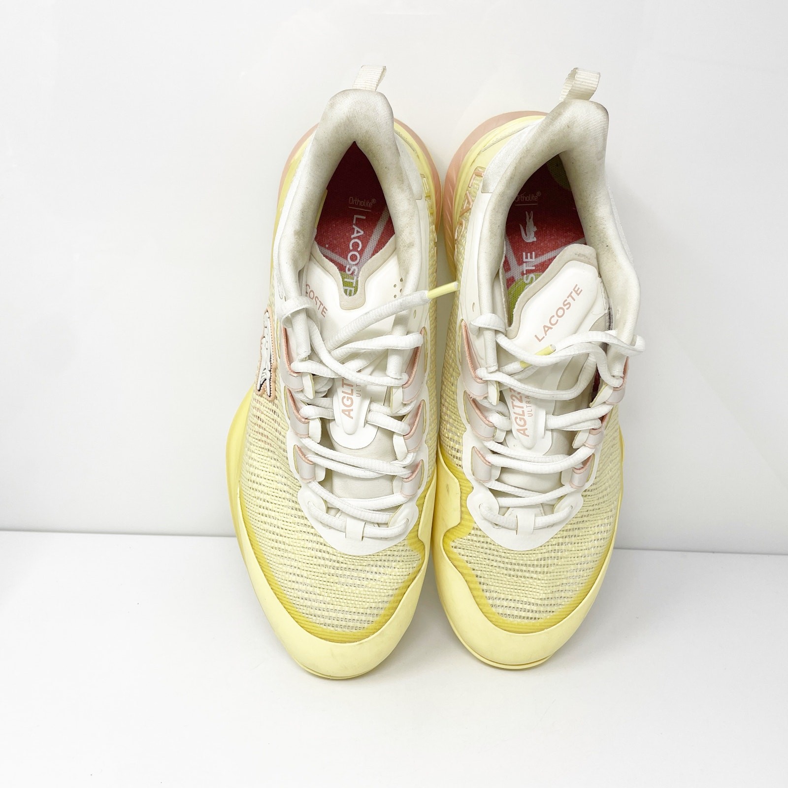 Lacoste Womens AGLT23 Ultra Yellow Lace Up Casual Shoes Sneakers Size 9 thumbnail 4