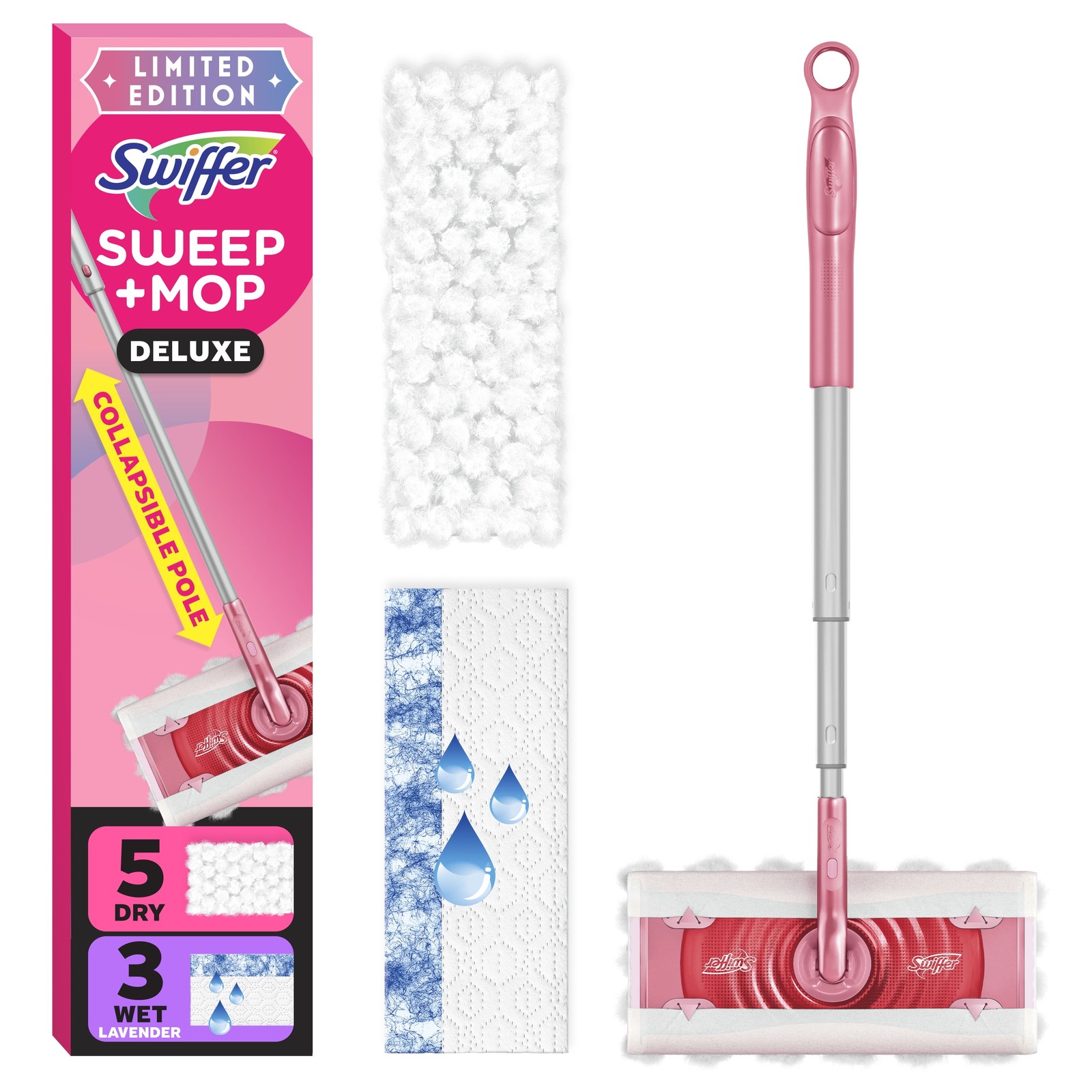 Sweep and Mop Deluxe Pink Limited Edition with 5 Sweep Refills and 3 Mop Refills