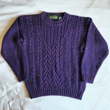 Vintage Outback Red Women's S Cable Knit Fisherman Sweater Purple Speckle Casual