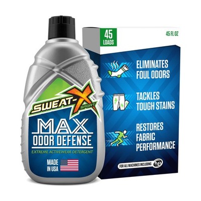 SWEAT X Max Odor Defense Laundry Detergent Liquid - 45 Fl Oz (Pack of 1) 