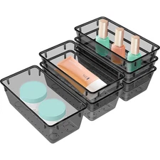 6 PCS Clear Plastic Drawer Organizer Set, Desk Drawer Divider Organizers and ...