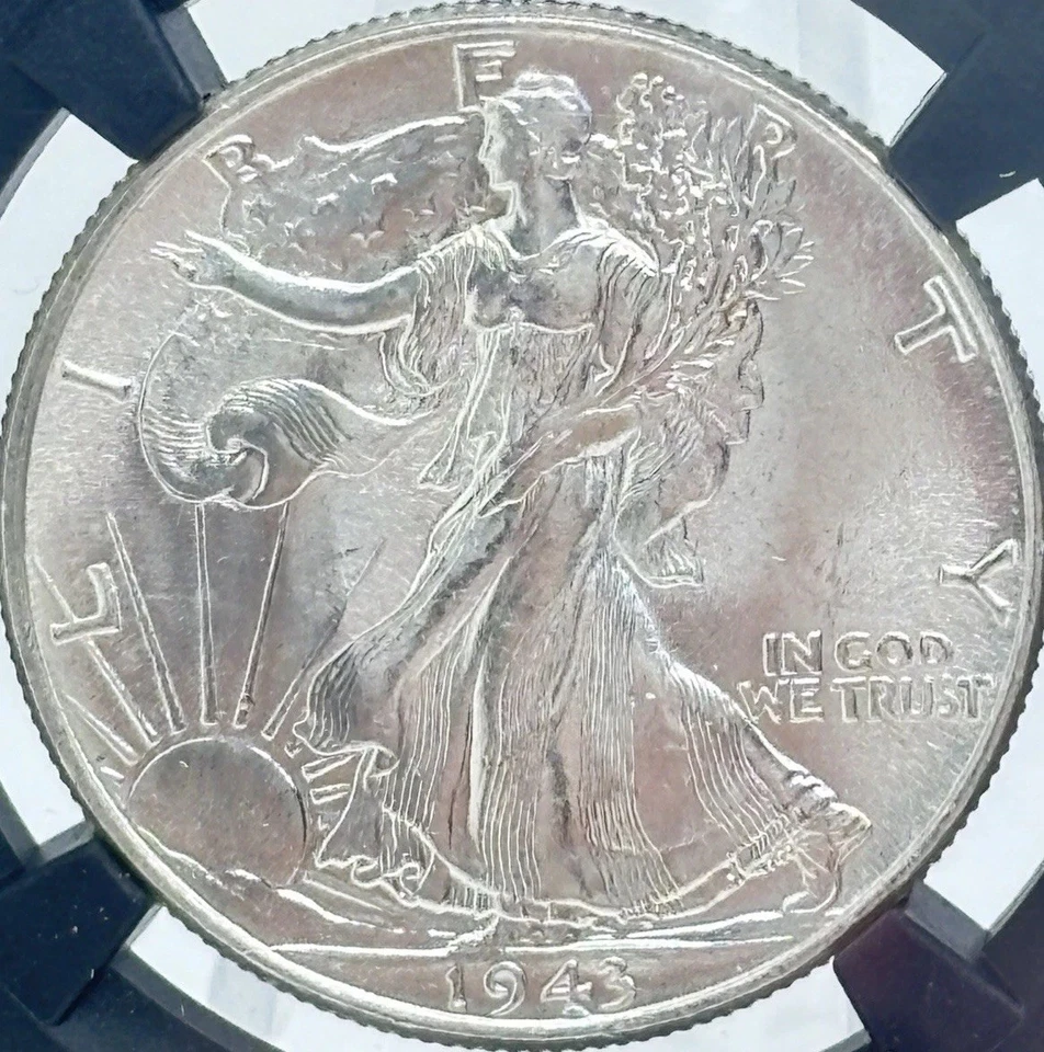 Fragmento de bolsa original 1943-D Walking Liberty meio dólar MS63 ~83434027~ #3426 - Imagem 2 de 4