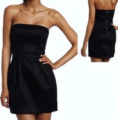 French Connection Black Strapless Mini Dress Sz 6 LBD Y2k Pockets