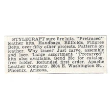 Stylecraft Leather Kits - Apache Leather Company, Phoenix AZ 1955 Ad AG1-S4