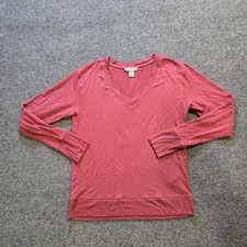 Athleta Top Women Size Medium Pink Sweatshirt V Neck Long Sleeve Stretchy Casual