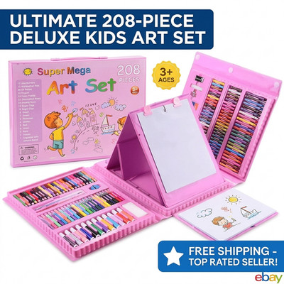 NTEK 208 Teile Kunst Set Kinder Kinder Ausmalen Zeichnen Malen Basteln Koffer