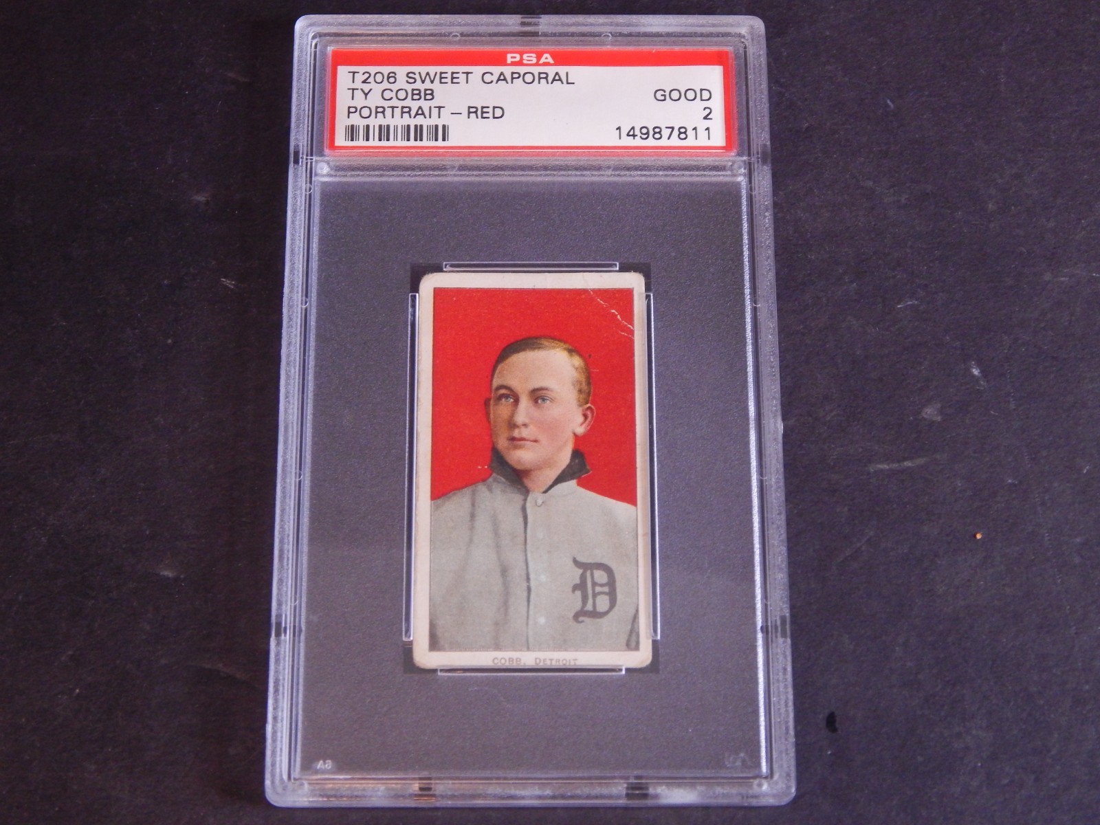 Vintage T206 Ty Cobb Sweet Caporal Back Tobacco Baseball Card PSA 2 Red Portrait view 2