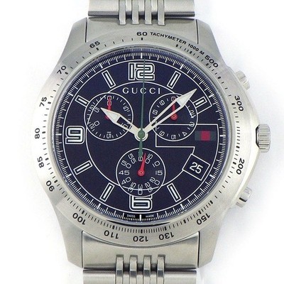 Gucci G-Timeless Uhr Chronograph schwarzes Zifferblatt Datum klein aus Japan