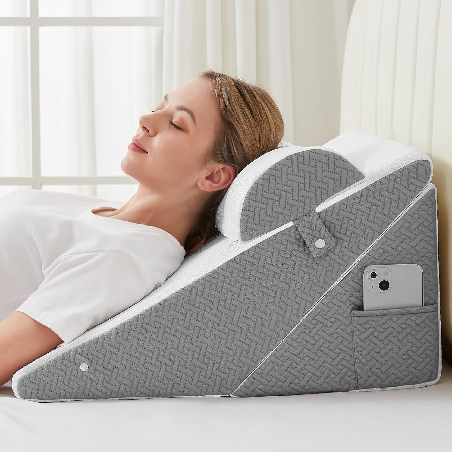 Adjustable Wedge Pillow Set for Headboard & Orthopedic Support-image