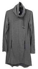 Lole Womens Long Sleeve Cowl Neck Call Me Knee Dress Gray Small Active Stretch S
