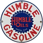 VINTAGE HUMBLE GASOLINE PORCELAIN SIGN GAS STATION PUMP PLATE MOTOR OIL SERVICE