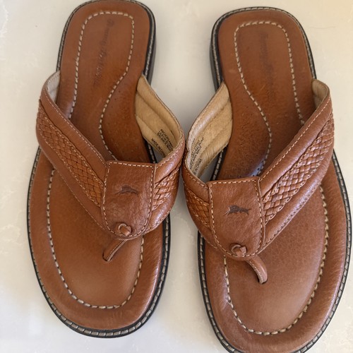 Tommy Bahama Men’s Anchors Away Flip Flop Sandals Size 8 Brown Whiskey Leather