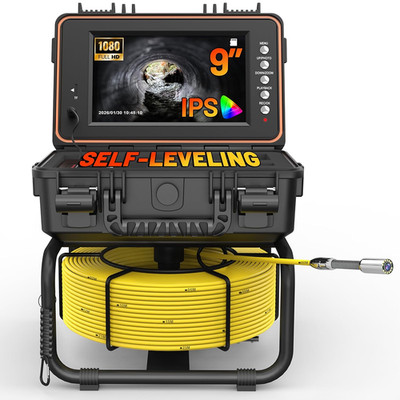 9'' HD Sewer Camera with 100ft Cable, 5X Zoom & DVR for Pipe Inspection