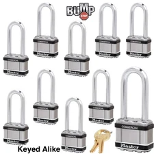 Master Lock Magnum Padlock- (10) Keyed Alike w/BumpStop Technology M5NKALJSTS-10