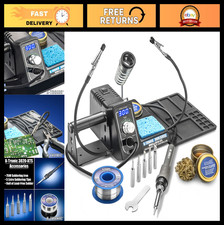 75W Soldering Iron Station Kit with Helping Hands, Silicone Mat, 5 Tips Solder