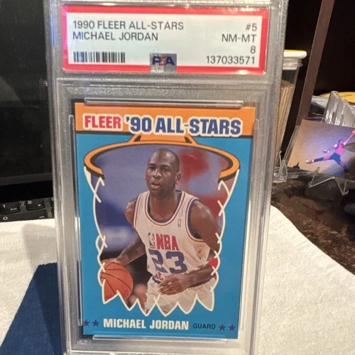 Fleer 1990 All-Stars Michael Jordan #5 Chicago Bulls PSA 8 Graded Insert