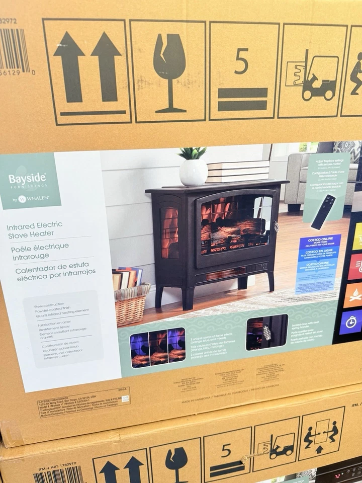 Bayside Furnishings Chimenea Eléctrica Infrarroja Estufa Calentador con Control Remoto Foto 2 de 4