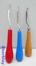 3X Rug Latch Hook Blue  Red Plastic 1 Wooden Lot