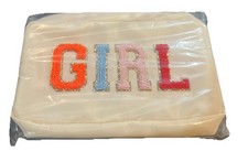 Zipper Cosmetic Makeup Pencil Pouch Bag Travel Varsity Letter Lavender GRIL