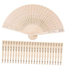 Piece Sandalwood Fans - Wooden Handheld Folding Fans, Scented, 24 Natural