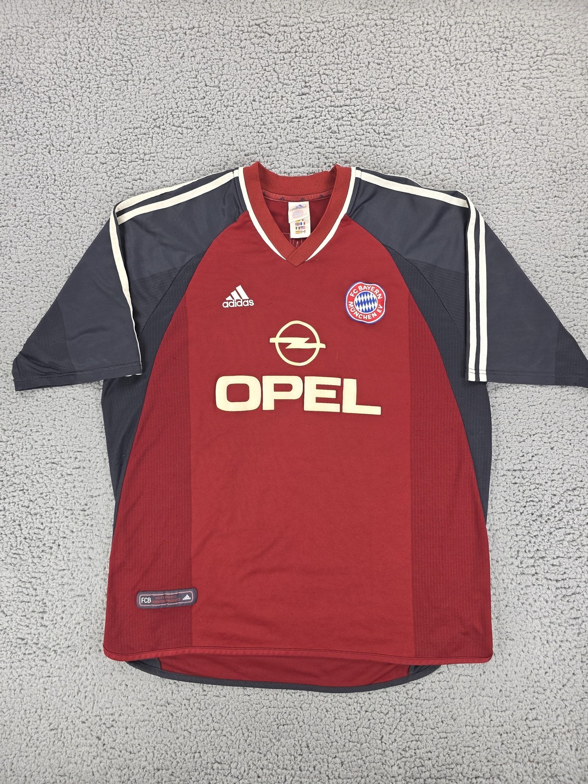 Vintage Bayern Munich Jersey Mens Large Red Bundesliga Soccer Adidas Opel 2000s