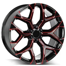 22""Strada Wheels Snowflake Gloss Black with Candy Red Milled OEM Replica (S01)