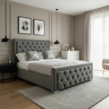 Struttura letto doppio Florida paraurti bar peluche velluto imbottito alza gas portaoggetti