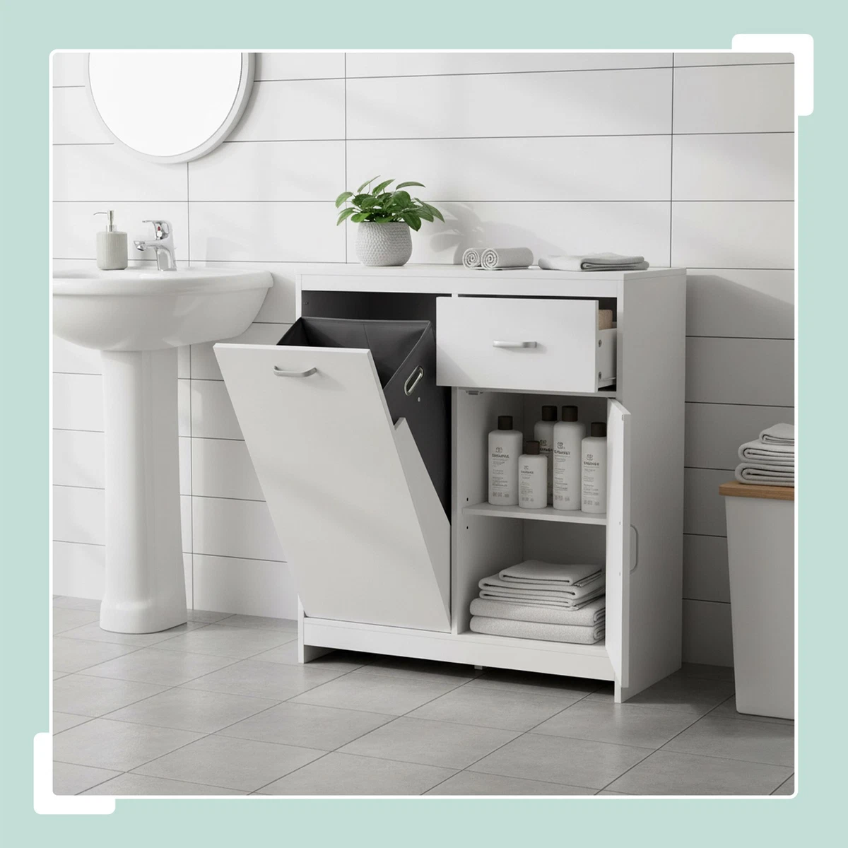Armario de lavandería armario de baño cómoda de lavandería armario de recogida de ropa 48 l cesta de lavandería