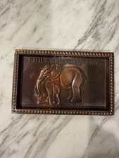 Rare Vintage Copper Philadelphia Zoo Souvenir Tray, Elephant And Baby